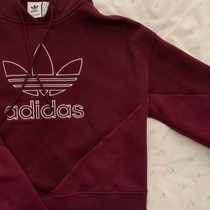 Adidas Maroon crop hoodie